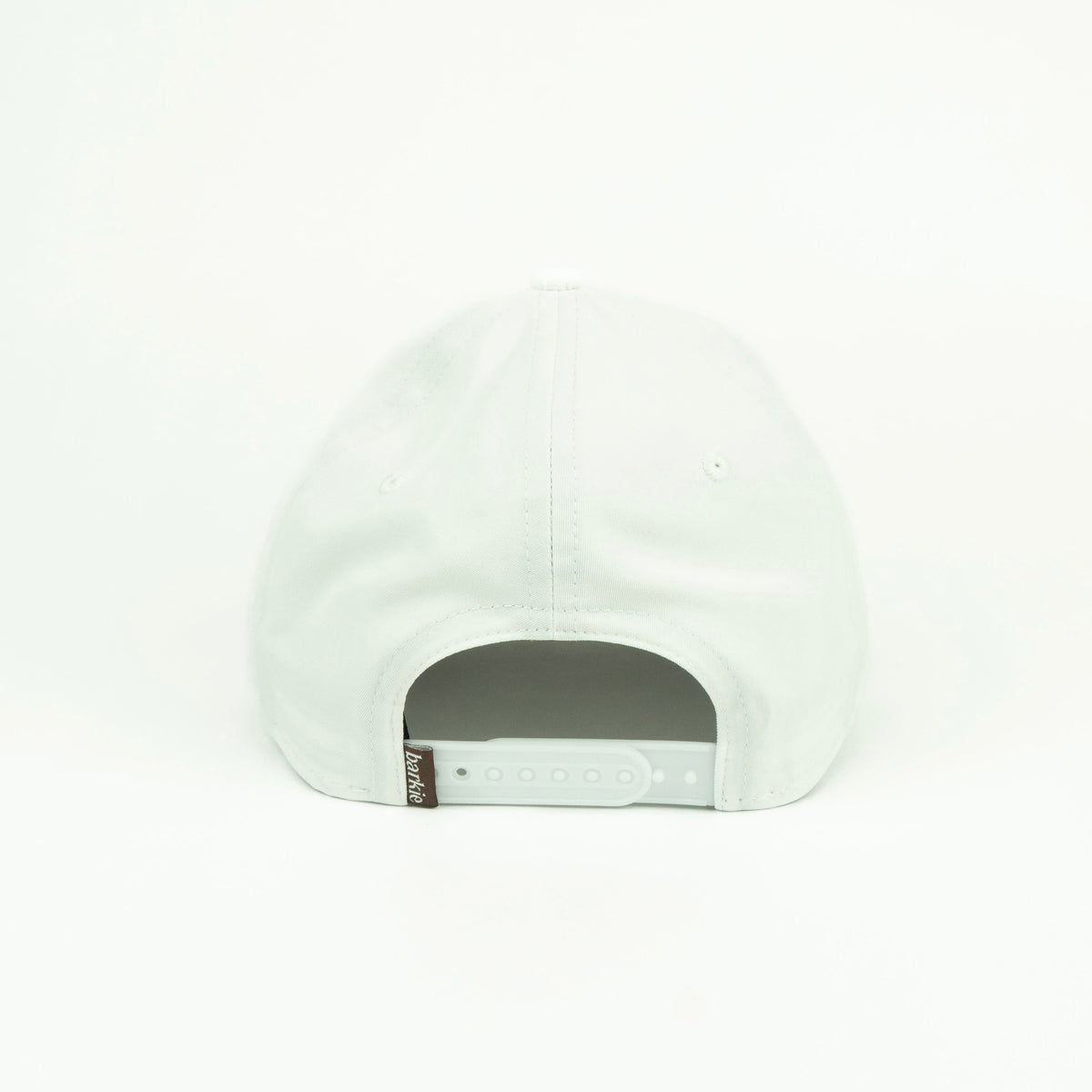 Bear rope hat in white, 6-panel, back view | White / 6 Panel