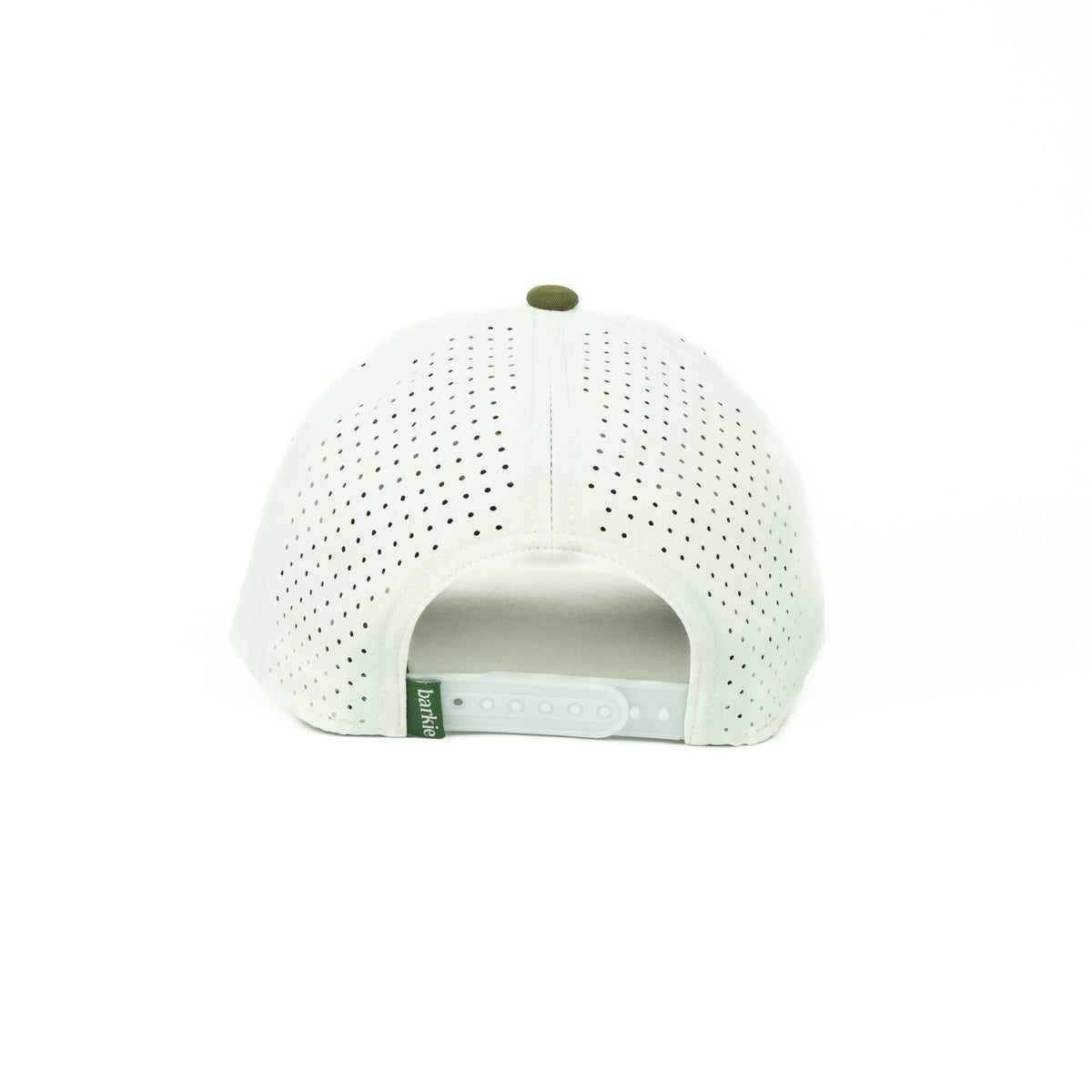 Duck rope hat in white and olive, 6-panel, back view | White/Olive / 6 Panel