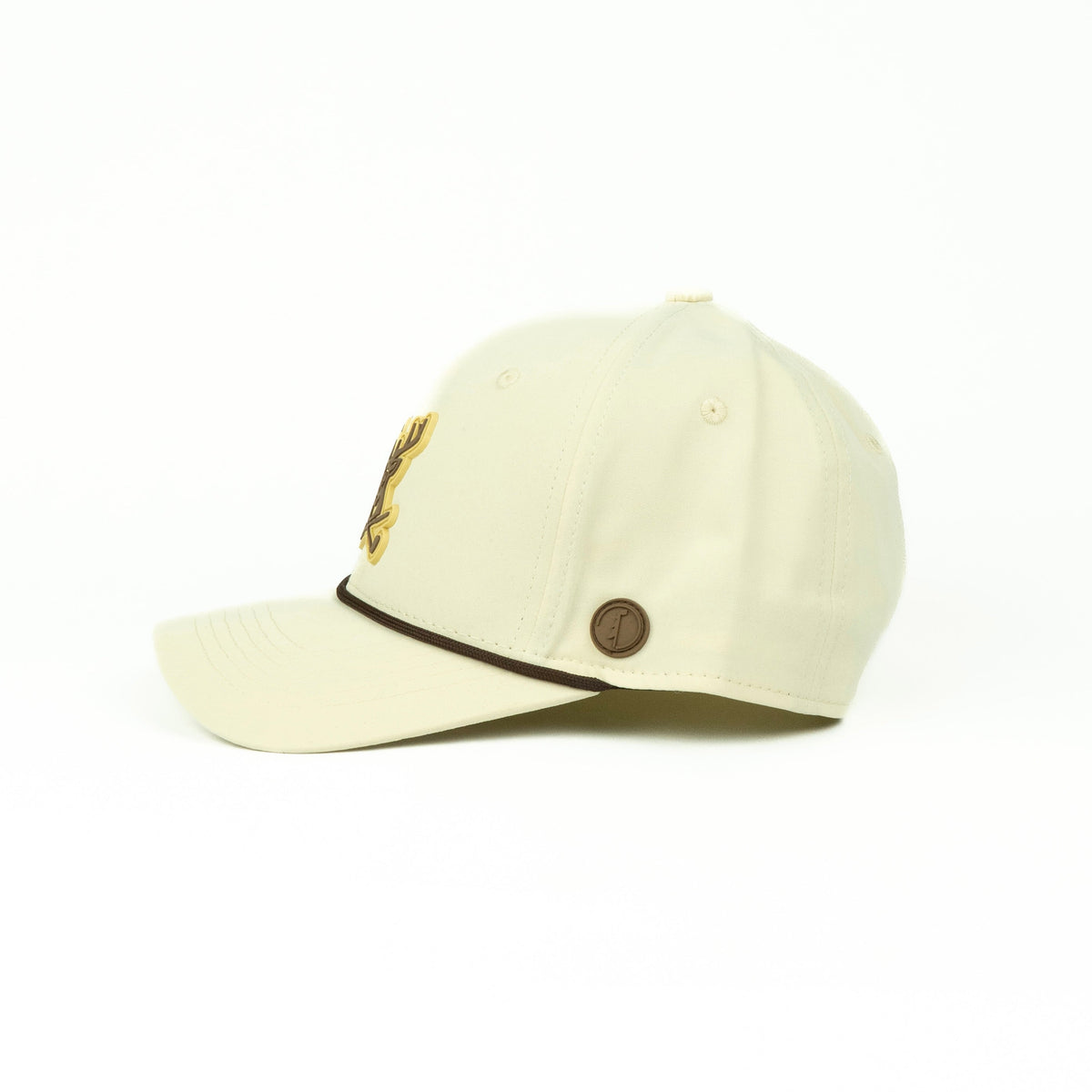 Buck rope hat in cream, 6-panel, side view | Cream / 6 Panel