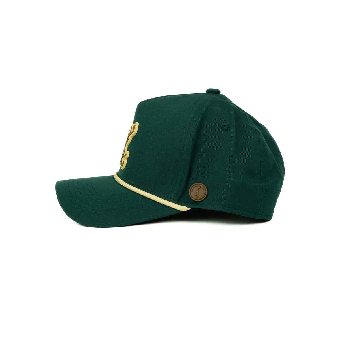Buck rope hat in green, 5-panel, side view | Green / 5 Panel