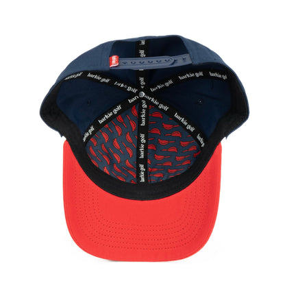 DBL Birdie rope hat in navy and red, 6-panel, inside view | Navy/Red / 6 Panel