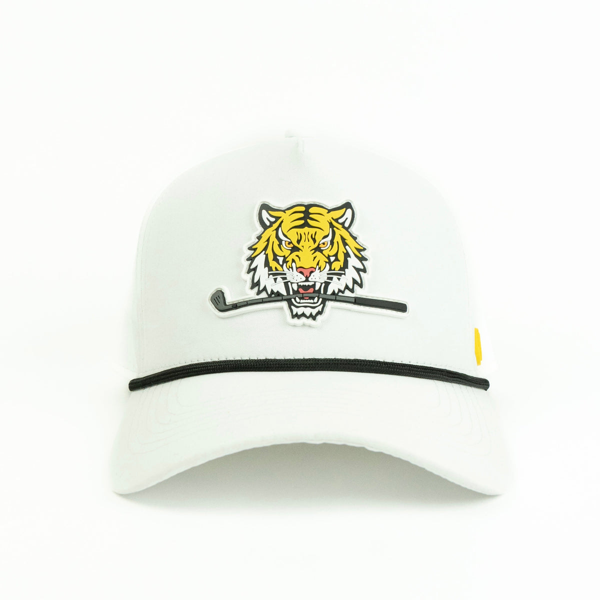 Tiger rope hat in white, 5-panel, front view | White / 5 Panel