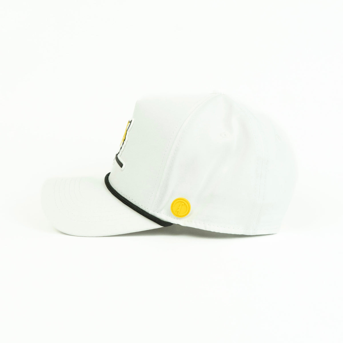 Tiger rope hat in white, 5-panel, back view | White / 5 Panel