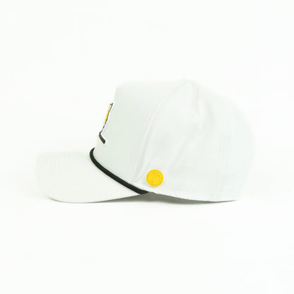 Tiger rope hat in white, 5-panel, back view | White / 5 Panel