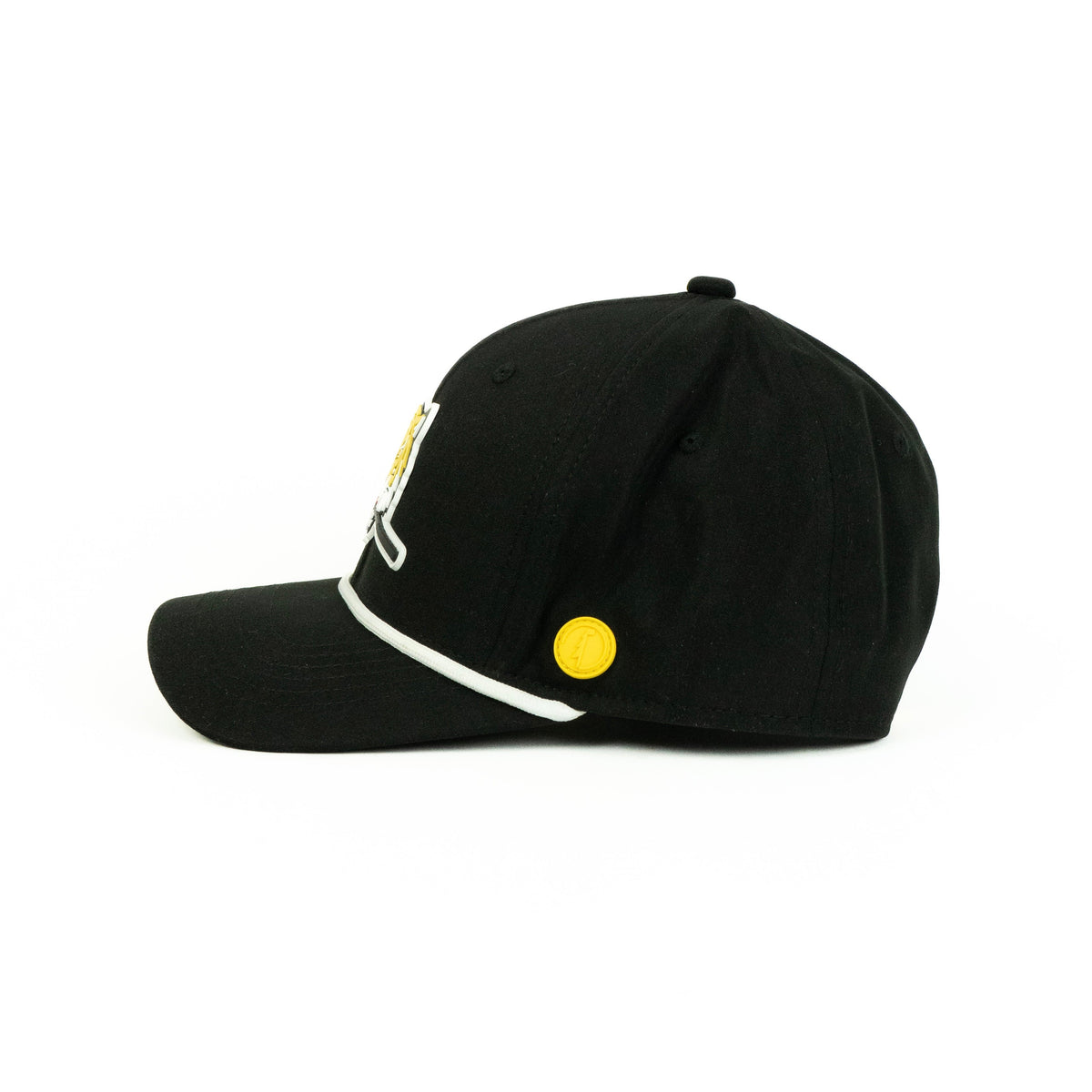 Tiger rope hat in black, 6-panel, side view | Black / 6 Panel