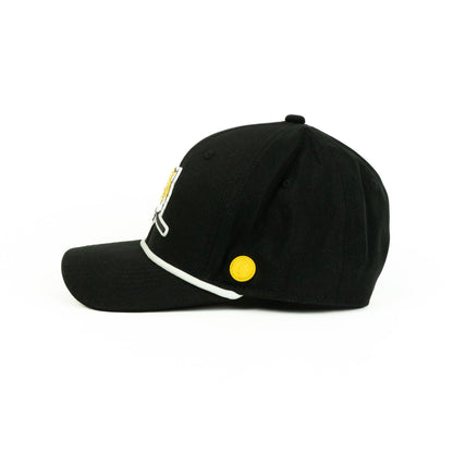 Tiger rope hat in black, 6-panel, side view | Black / 6 Panel
