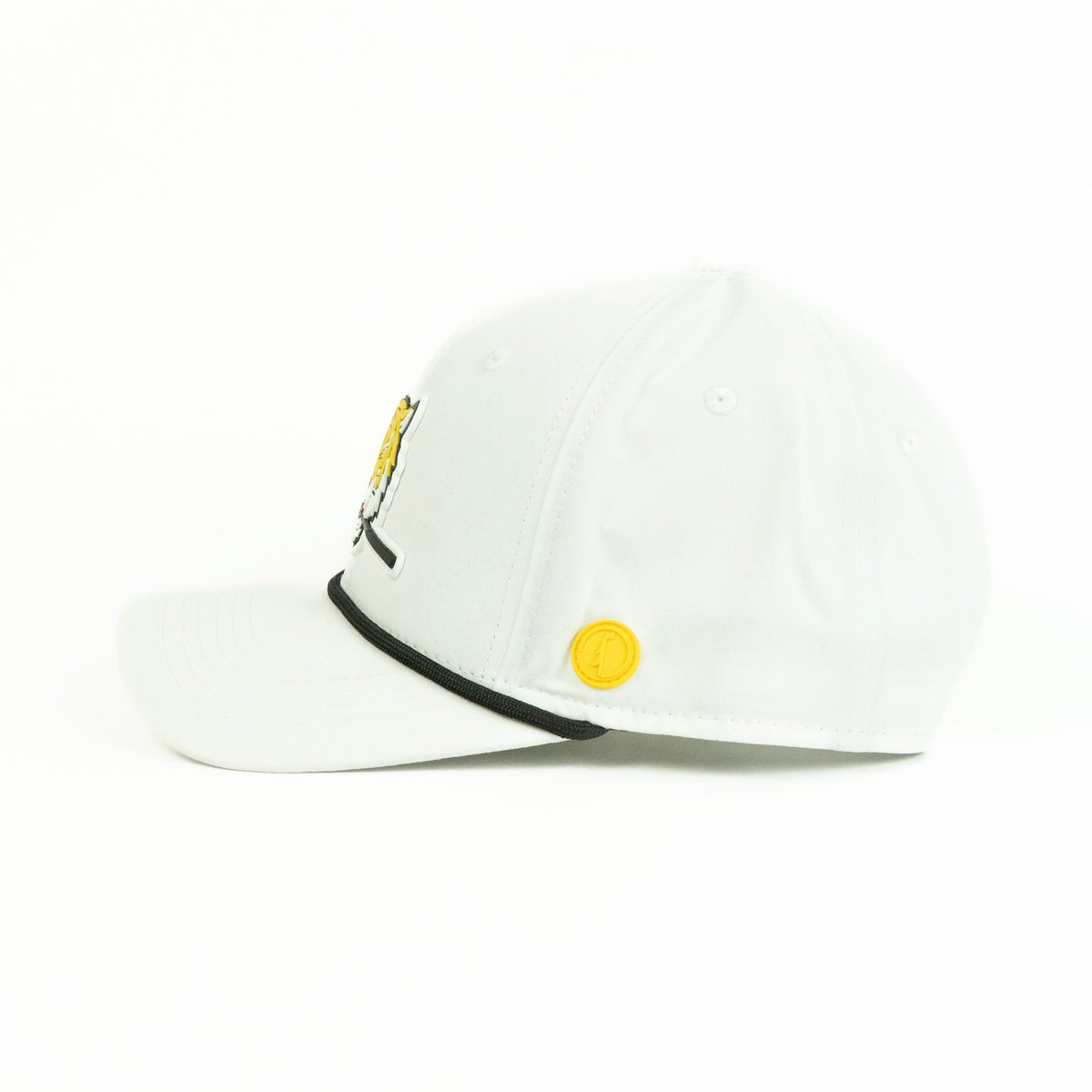Tiger rope hat in white, 6-panel, side view | White / 6 Panel