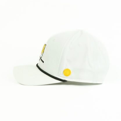 Tiger rope hat in white, 6-panel, side view | White / 6 Panel