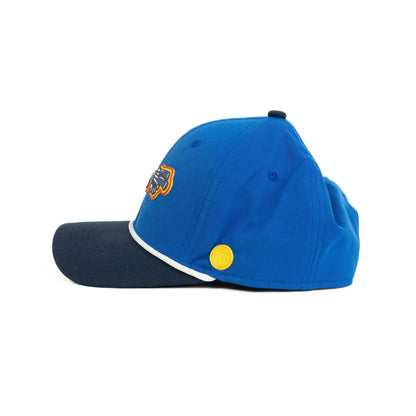 Trumpet rope hat in blue and navy, 6-panel, side view | Blue/Navy / 6 Panel