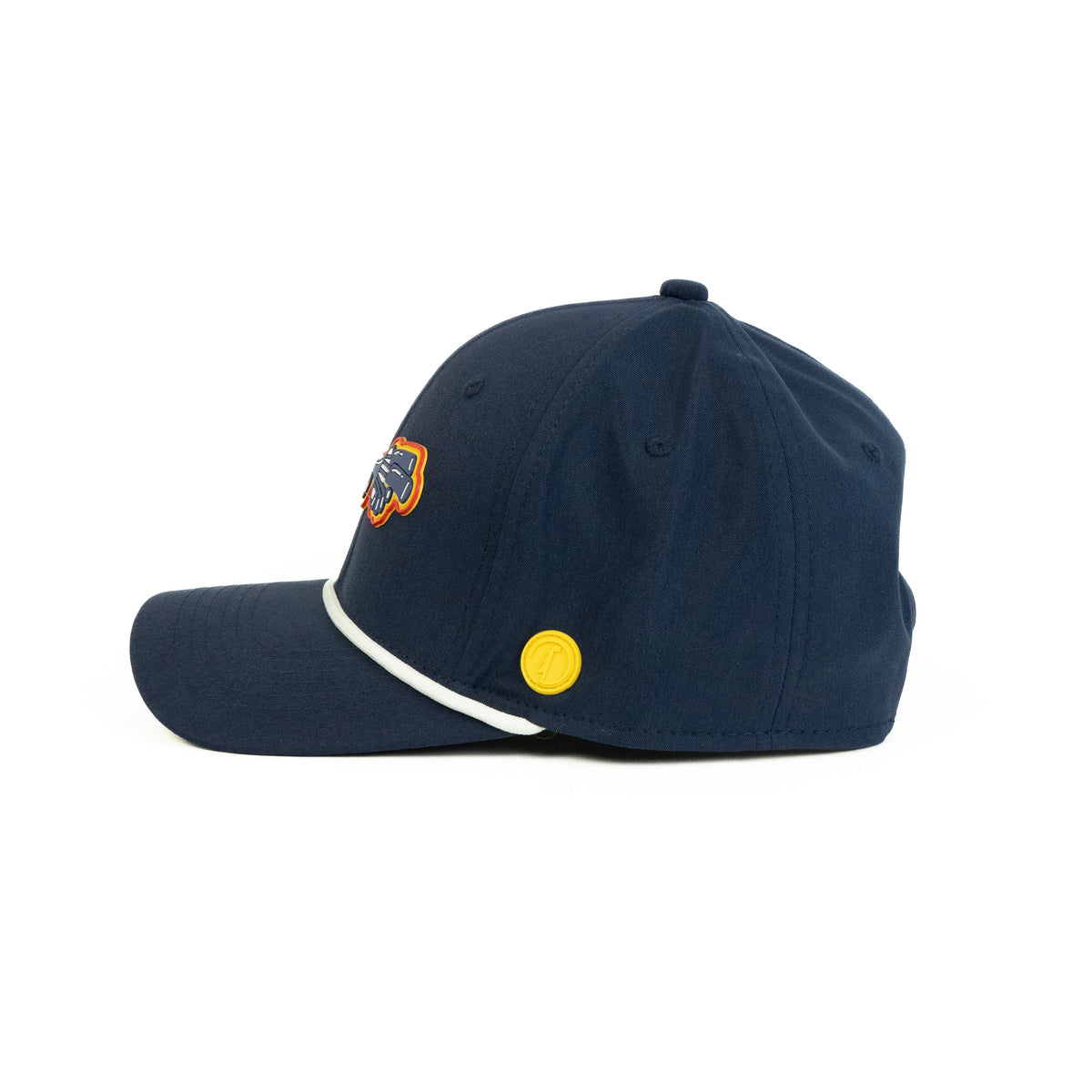 Trumpet rope hat in navy, 6-panel, side view | Navy / 6 Panel