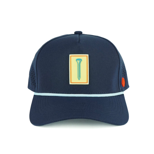 Tee Box rope hat in navy, 5-panel, front view | Navy / 5 Panel