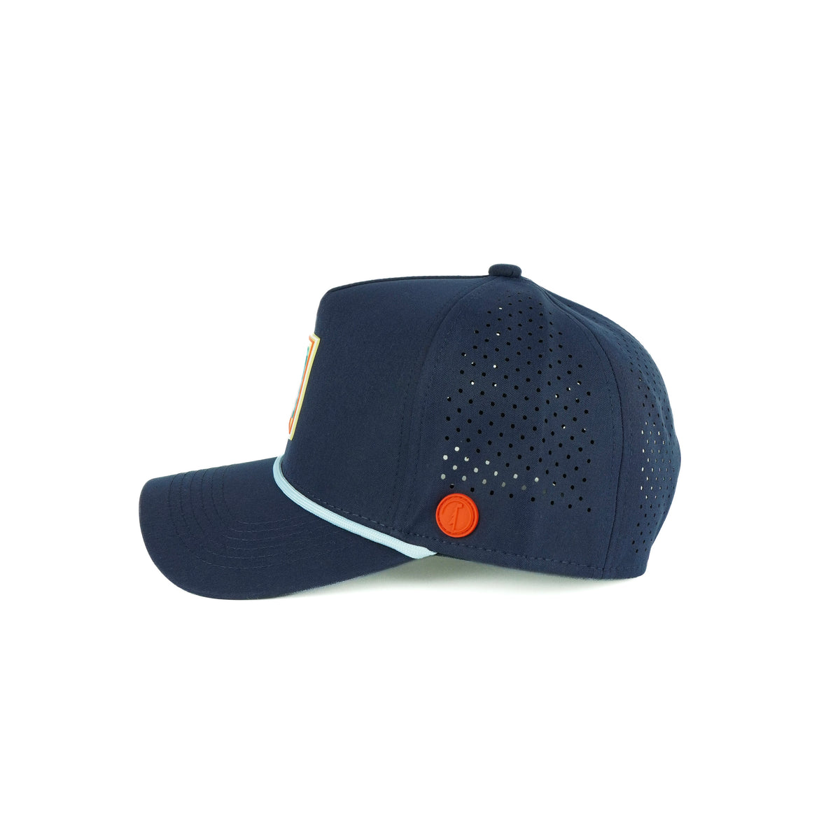 Tee Box rope hat in navy, 5-panel, side view | Navy / 5 Panel