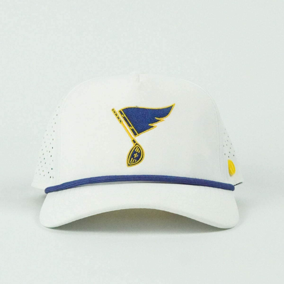 Big Stick rope hat in white, 5-panel, front view | White / 5 Panel