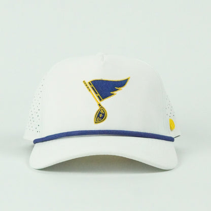Big Stick rope hat in white, 5-panel, front view | White / 5 Panel