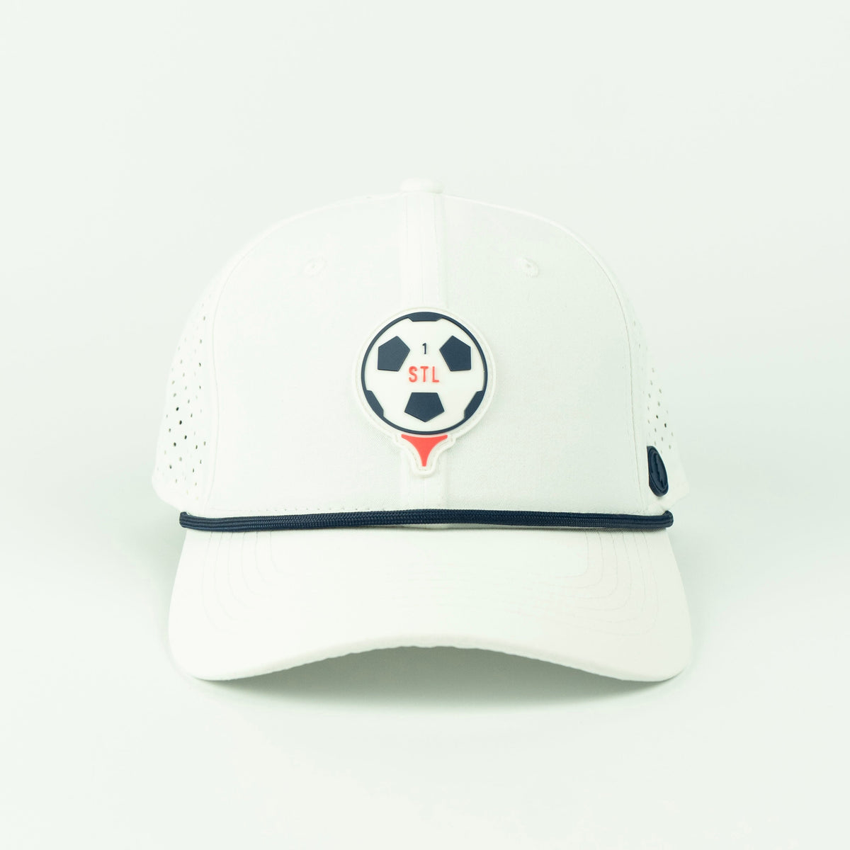 Pitch rope hat in white, 6-panel, front view | White / 6 Panel