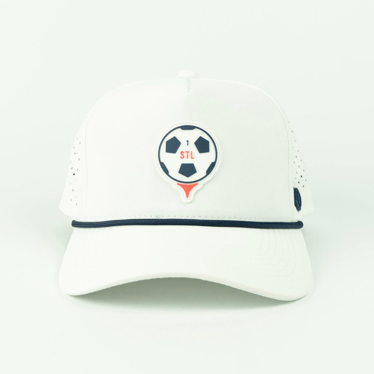 Pitch rope hat in white, 5-panel, front view | White / 5 Panel