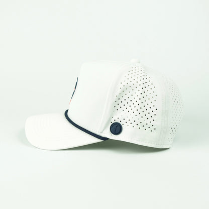 Pitch rope hat in white, 5-panel, side view | White / 5 Panel