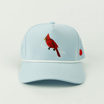 Birdie rope hat in powder blue, 5-panel, front view | Powder Blue / 5 Panel