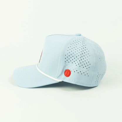 Birdie rope hat in powder blue, 5-panel, side view | Powder Blue / 5 Panel