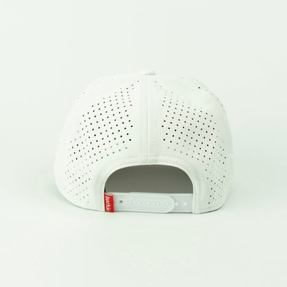 Birdie rope hat in white, 5-panel, back view | White / 5 Panel