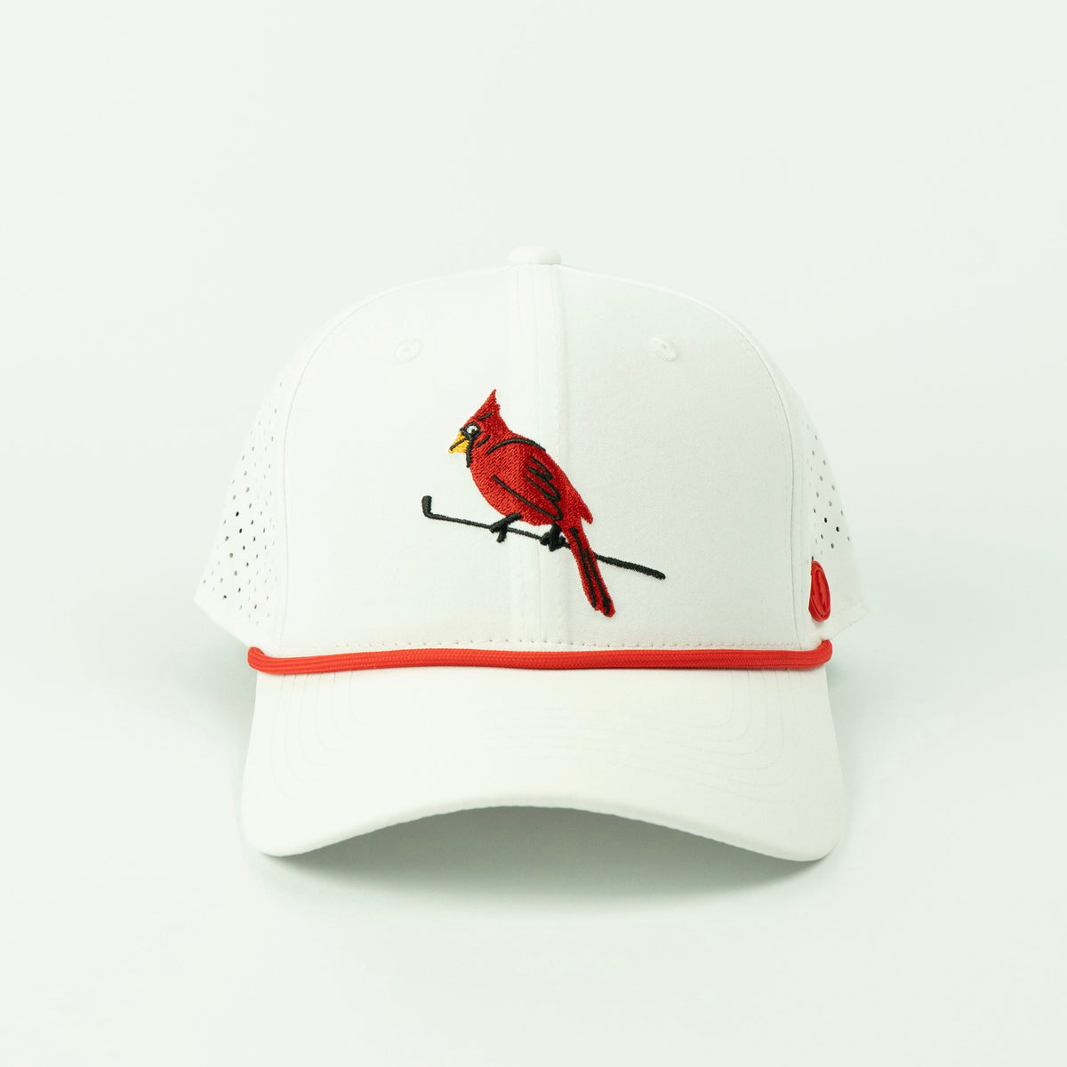 Birdie rope hat in white, 6-panel, front view | White / 6 Panel