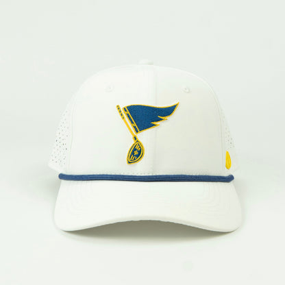 Big Stick rope hat in white, 6-panel, front view | White / 6 Panel