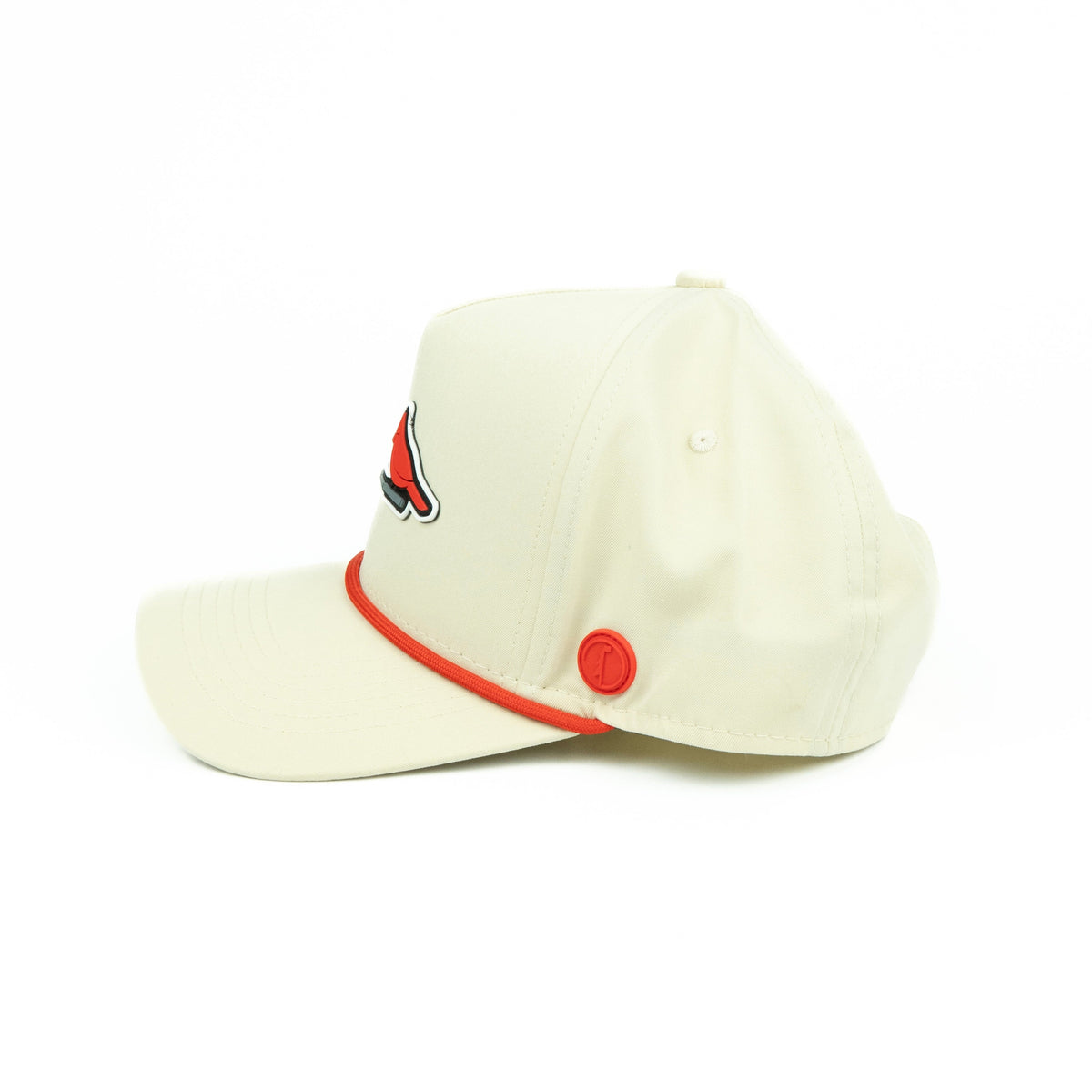 DBL Birdie rope hat in cream, 5-panel, side view | Cream / 5 Panel
