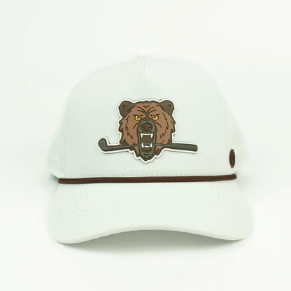 Bear rope hat in white, 5-panel, front view | White / 5 Panel