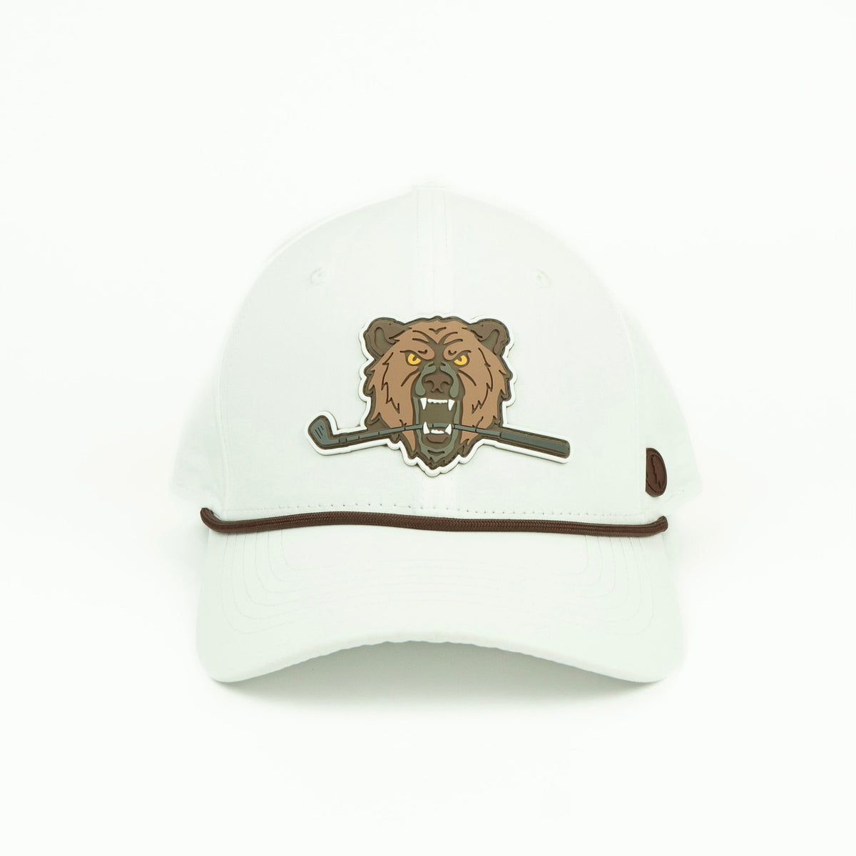 Bear rope hat in white, 6-panel, front view | White / 6 Panel