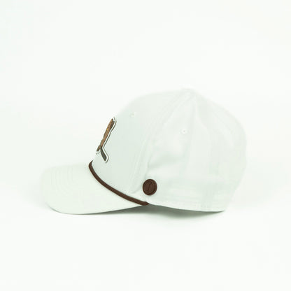 Bear rope hat in white, 6-panel, side view | White / 6 Panel
