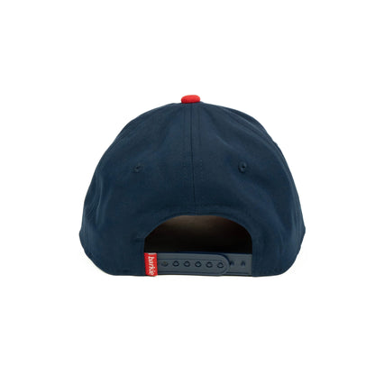 DBL Birdie rope hat in navy and red, 6-panel, back view | Navy/Red / 6 Panel
