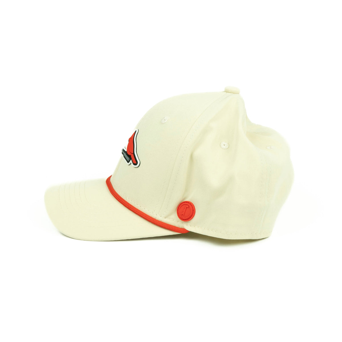 DBL Birdie rope hat in cream, 6-panel, side view | Cream / 6 Panel
