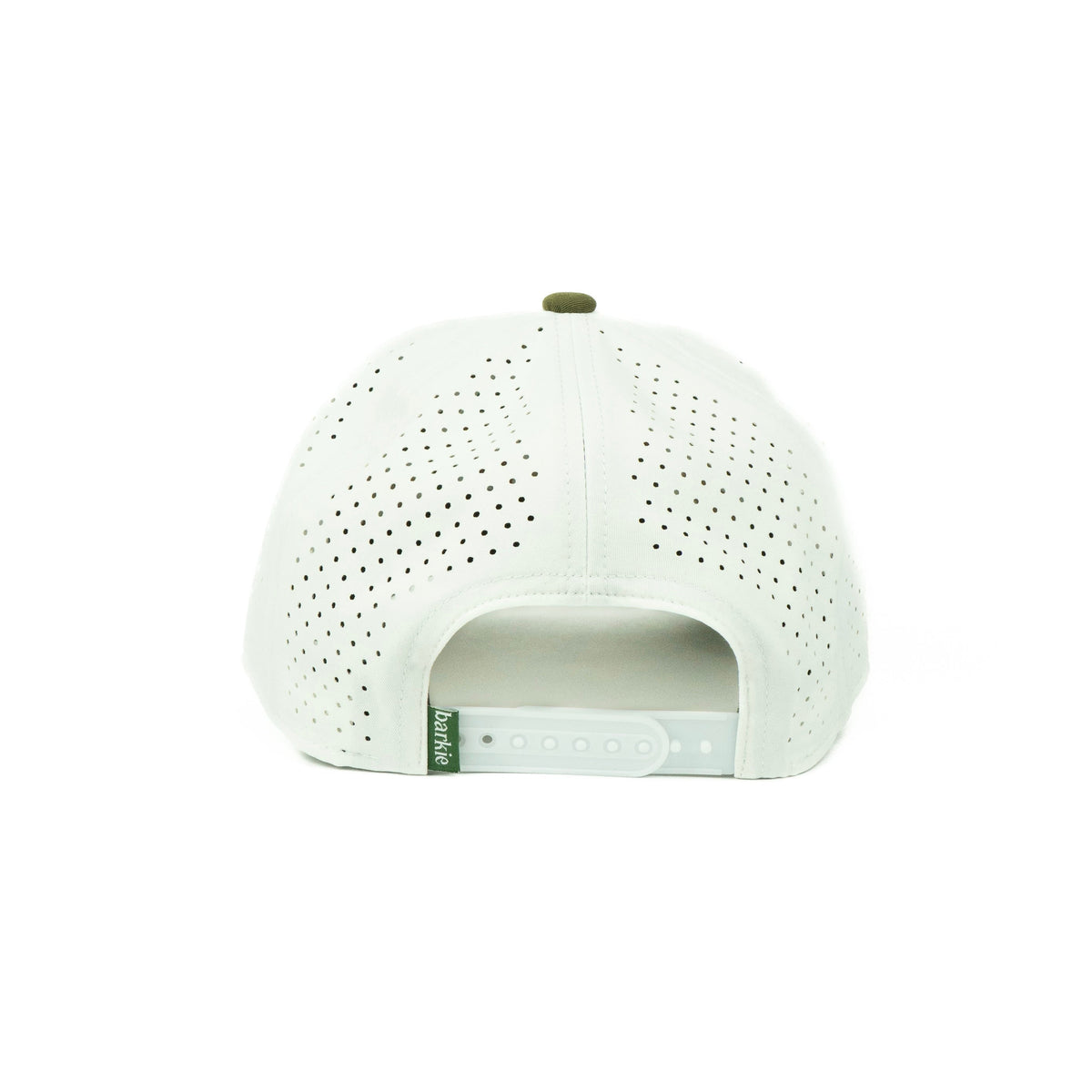 Duck rope hat in white and olive, 5-panel, back view | White/Olive / 5 Panel