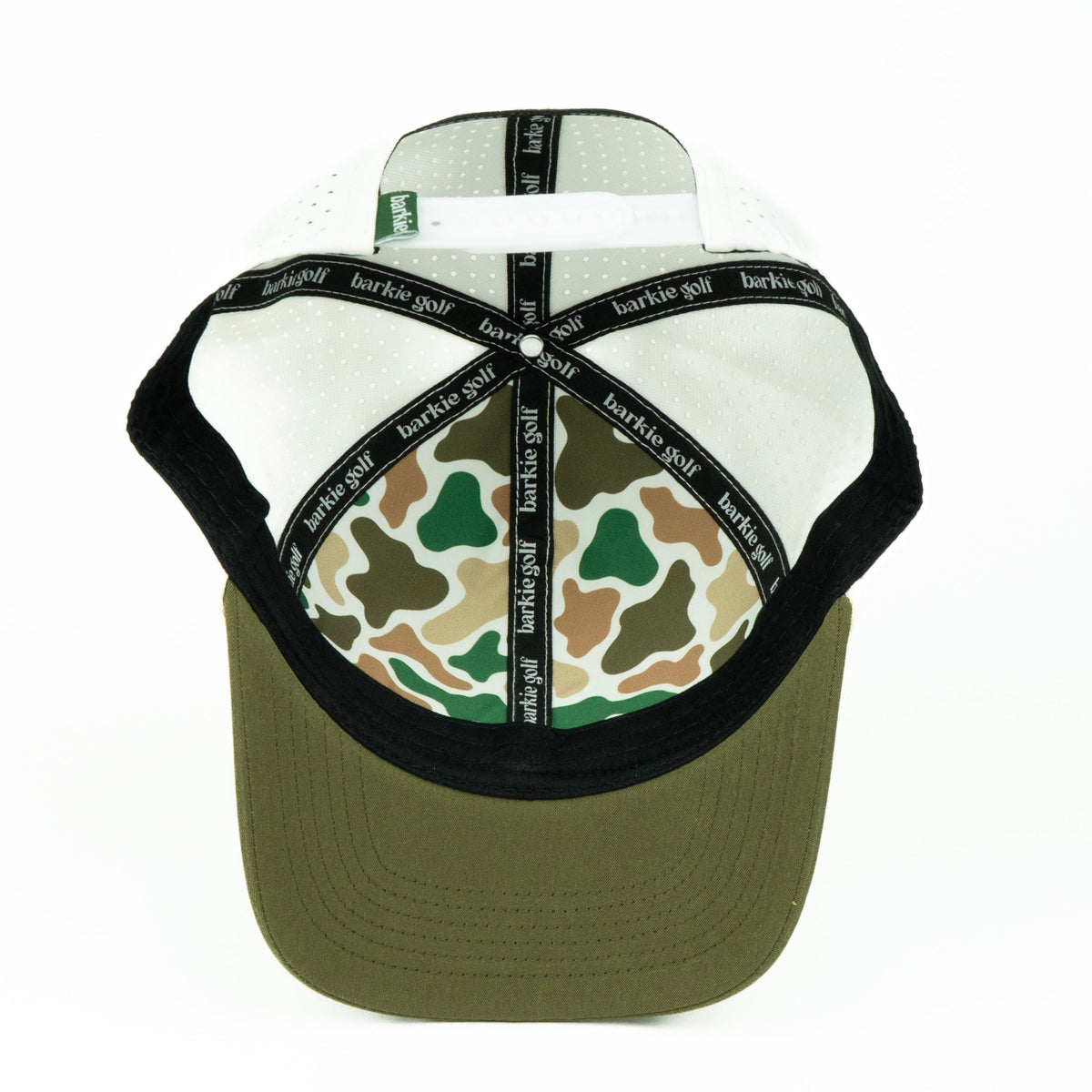 Duck rope hat in white and olive, 6-panel, inside view | White/Olive / 6 Panel