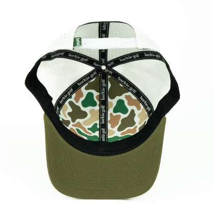 Duck rope hat in white and olive, 6-panel, inside view | White/Olive / 6 Panel